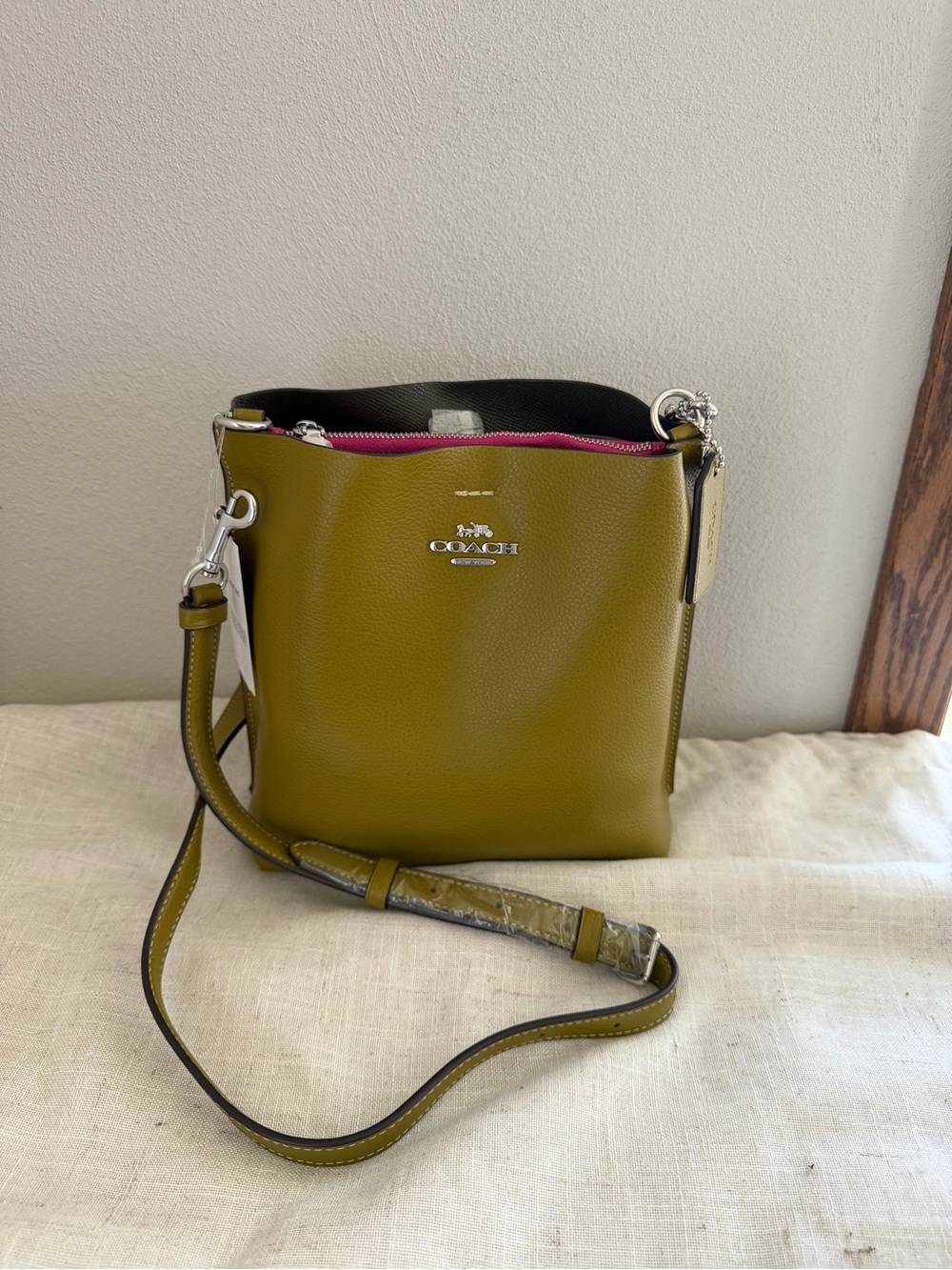 Coach Leather Olive Green Mollie Bucket Bag NWT